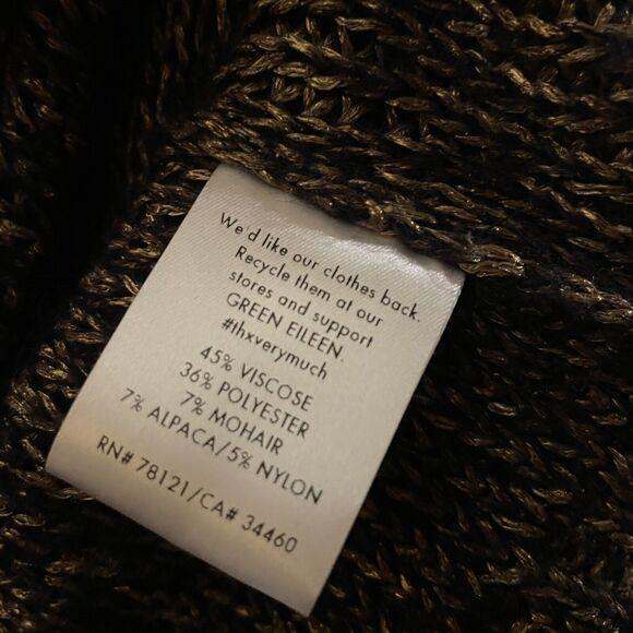 Eileen Fisher Knit Sweater Size S Black Gold Mohair Alpaca Blend Minimalistfr - Picture 8 of 8